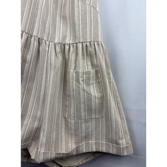 Women’s Mable Small Cream & Tan Halter Romper with Pockets & Back Tie - Picture 2 of 6